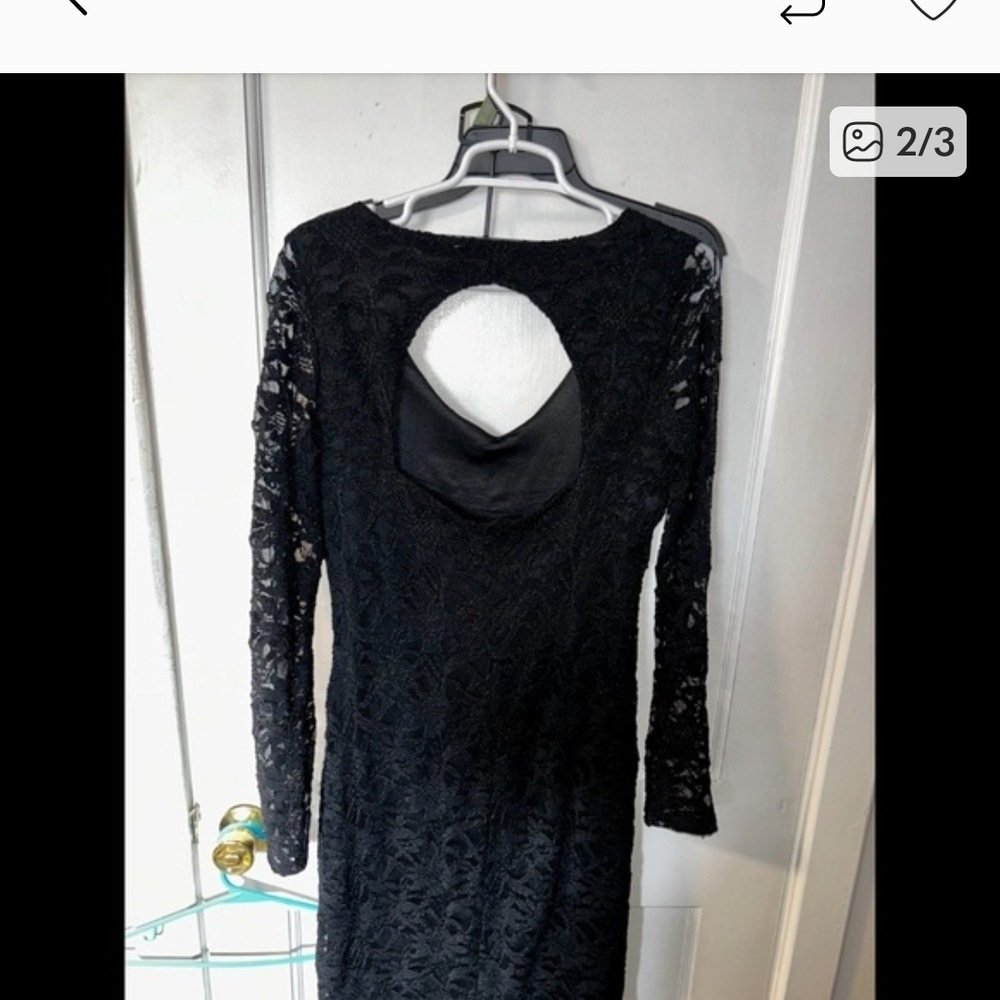 MARINA Black Backless Lace Dress